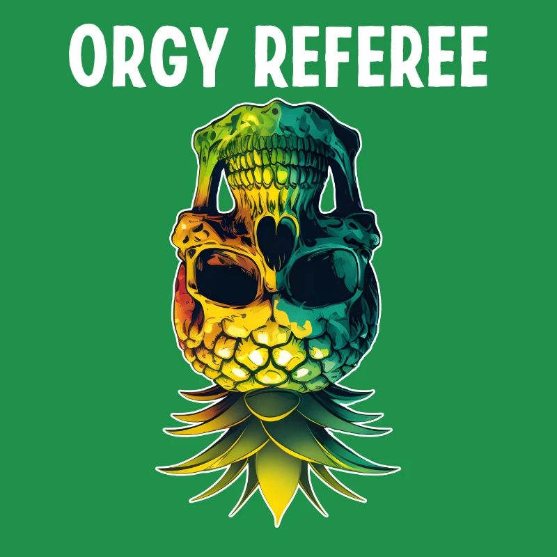 Orgy Referee Funny Upside Down Pineapple Skull