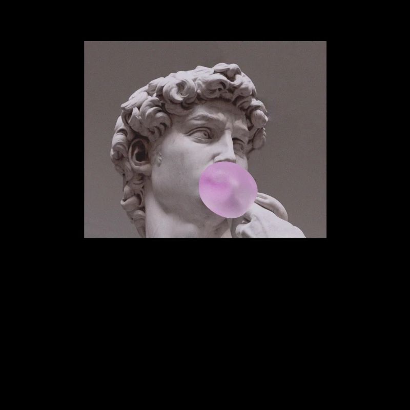 Statue de Michel-Ange David avec chewing-gum pour un