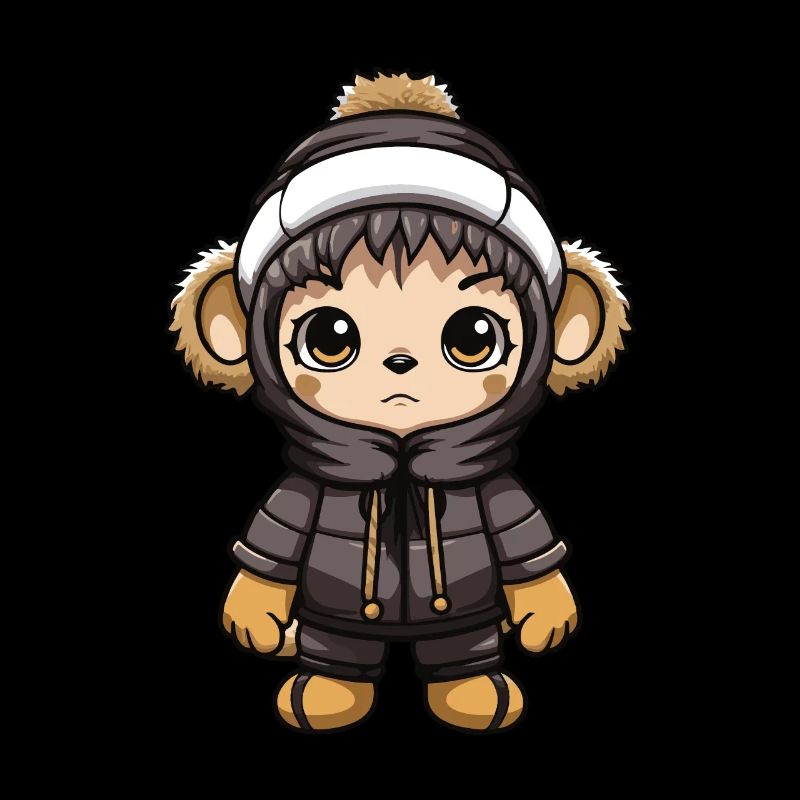 Monkey Winter Comic Cute
