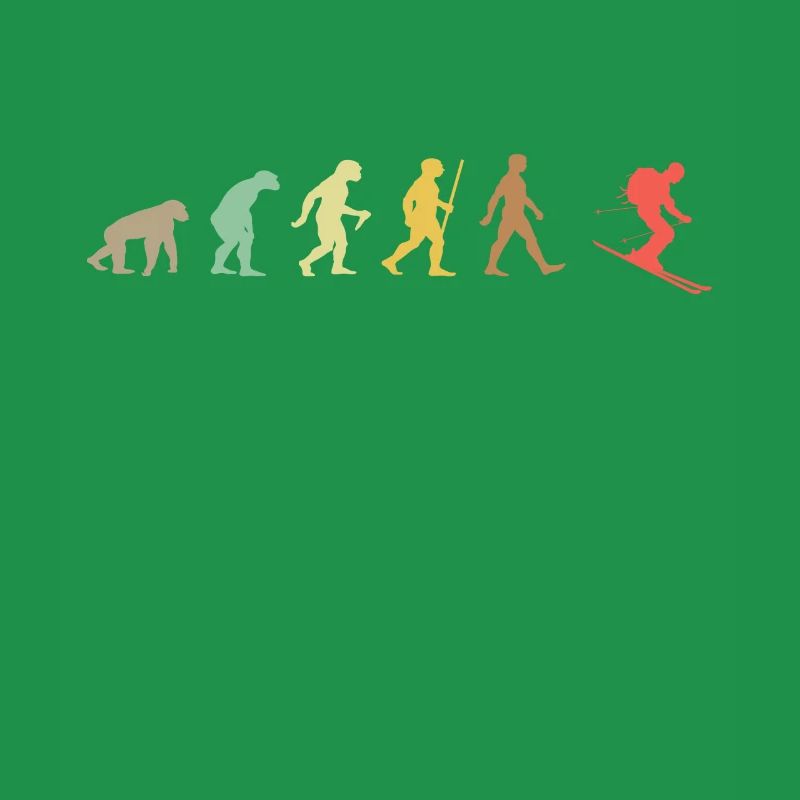 Skiing Retro Skier Evolution Ski