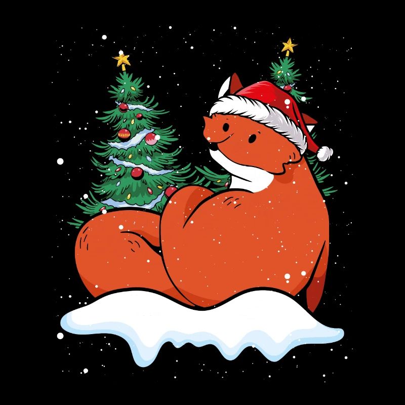 Christmas fox with Santa hat