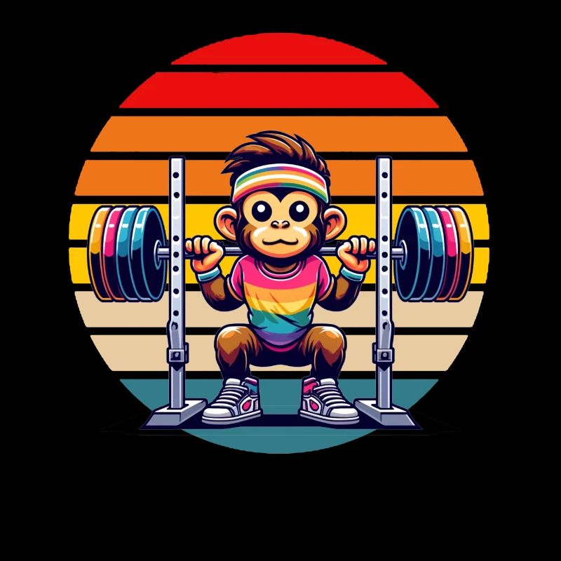Rainbow Monkey Squatting in the Gym