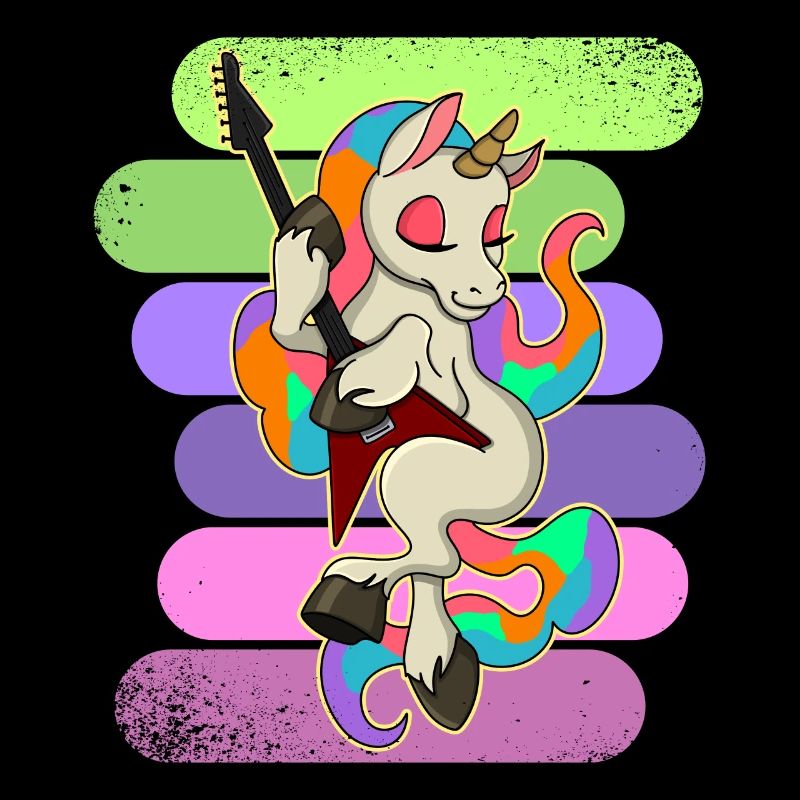 Gitarre Musiker Einhorn Niedlich Regenbogen