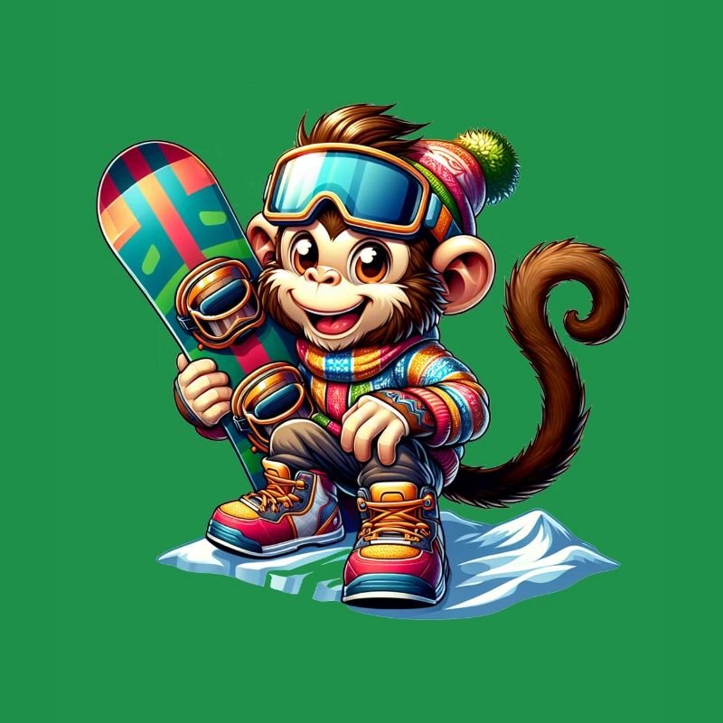 Cute Snowboarder Monkey
