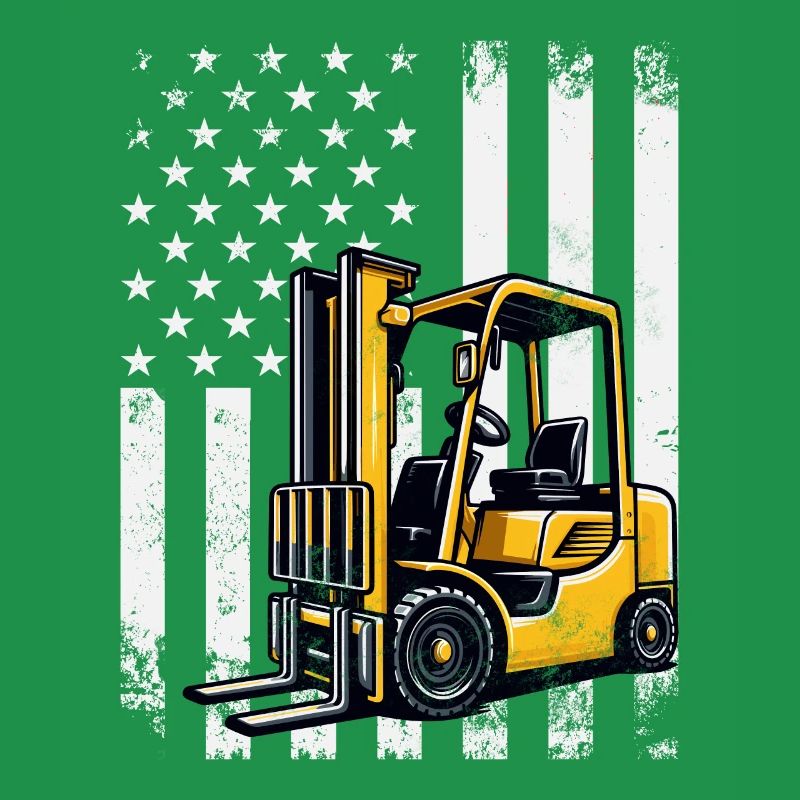 Patriotic Forklift operator usa flag design