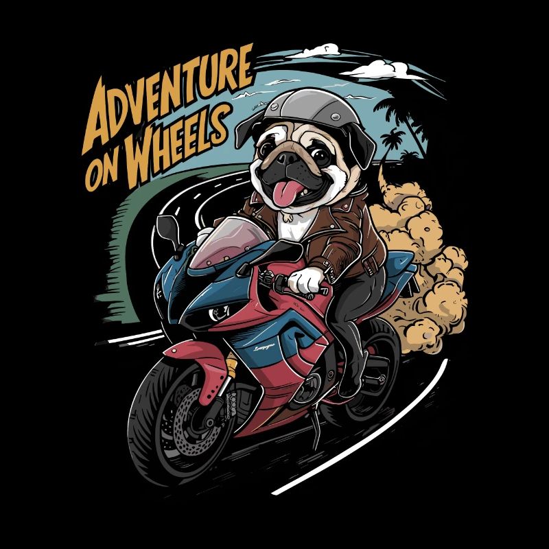 Mops Hundehalter Mops Motorrad on Wheels