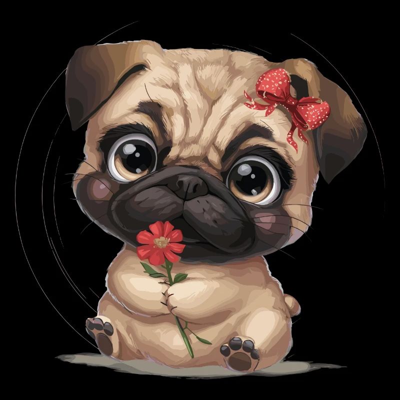 Mops Hundehalter Mops Liebe Blume
