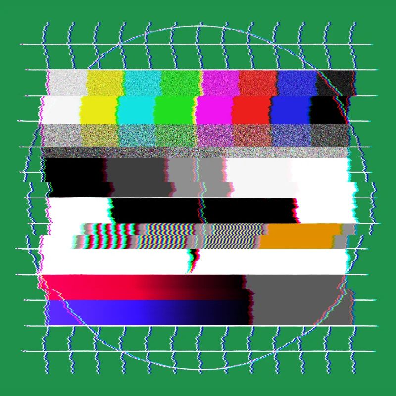 Tube TV test pattern - distorted - 80s