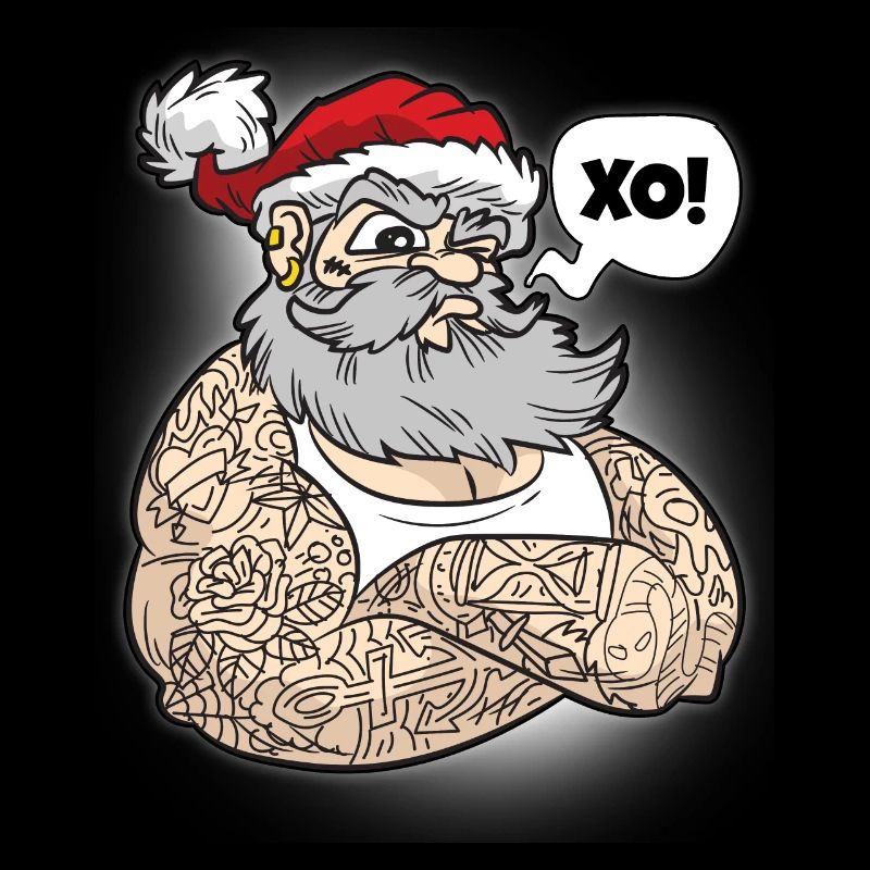 Weihnachtsmann mit Tattoos