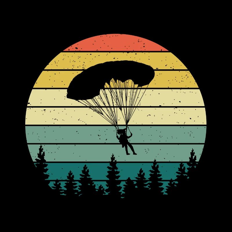 Retro Paragliding Silhouette Skydiving Paraglider