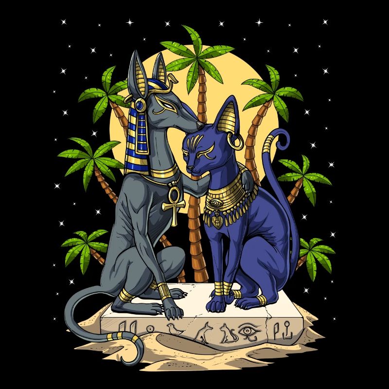 Dieux égyptiens Anubis Bastet