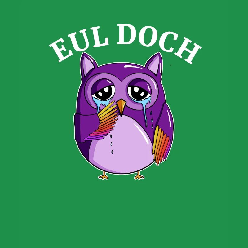 Traurige kleine Dicke Violette Eule mit Spruch Eul