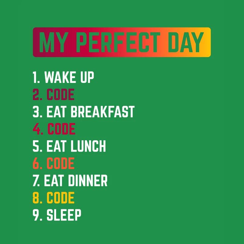 My Perfect Day Wake Up Code Software Developer Pro
