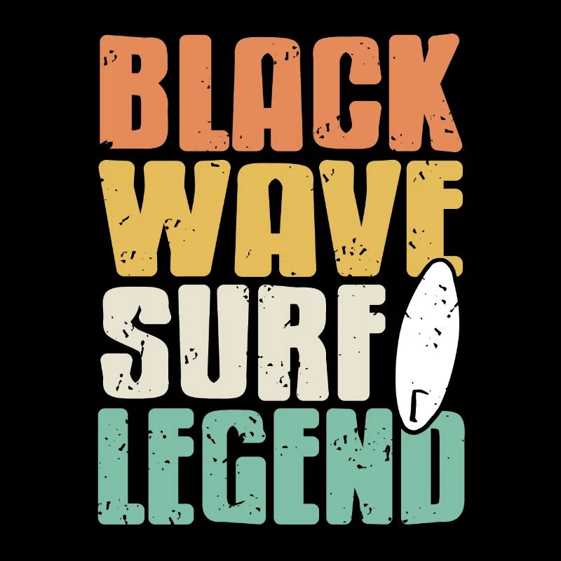 Black Wave Surf Legend Retro Surfing T-Shirt