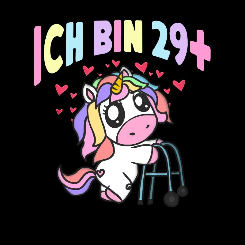 Damen Ich bin 29+ Einhorn mit Rollator Geschenk