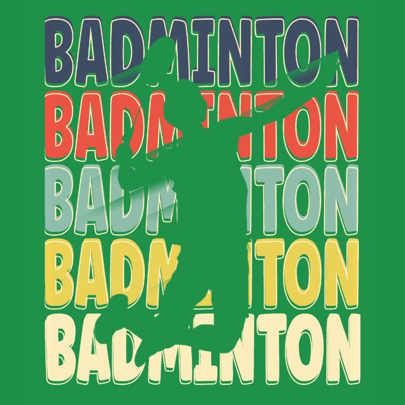 Cool Retro Text Silhouette Badminton