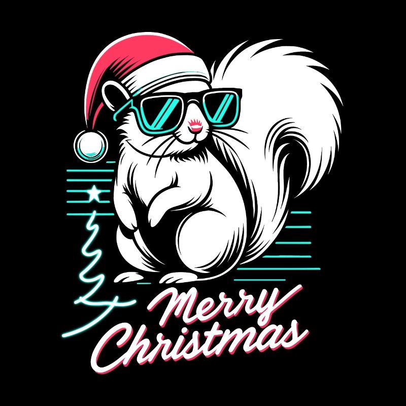 Neon Christmas Squirrel: 90s Style