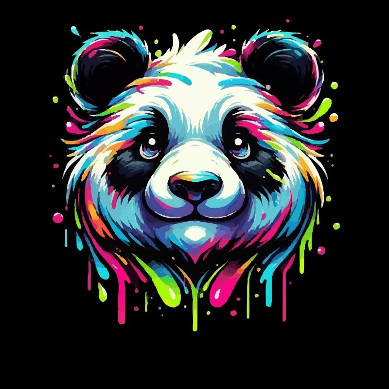 Panda Power: Bunte Farbexplosion Pandakopf