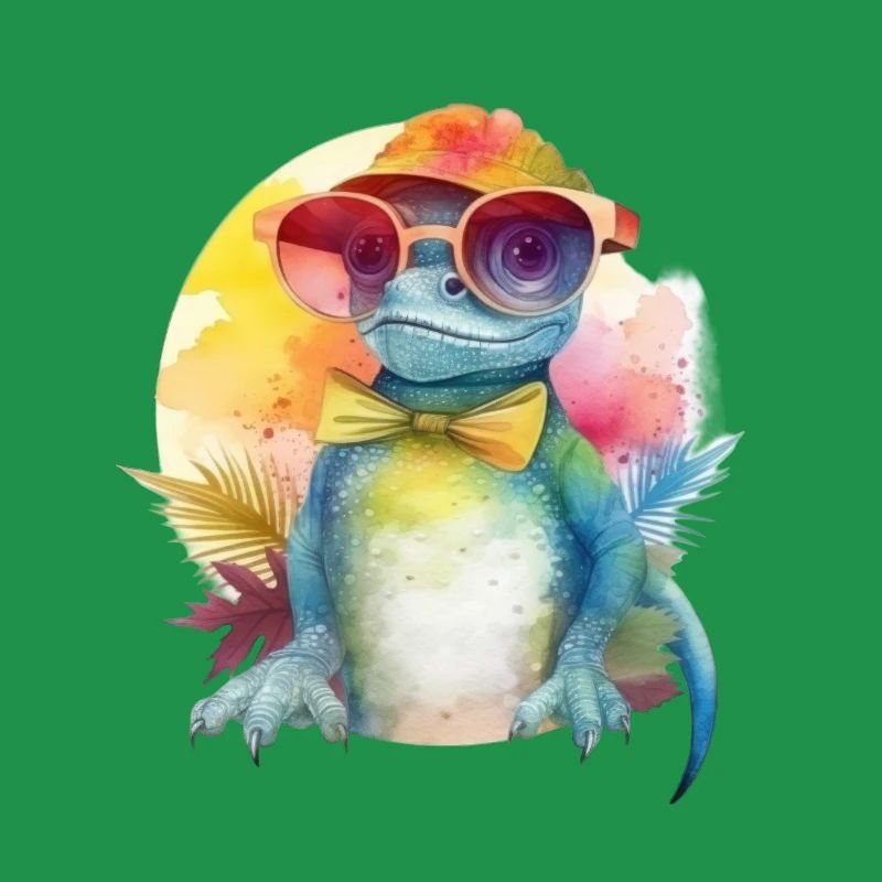 Bunte coole Echse Drache mit Sonnenbrille