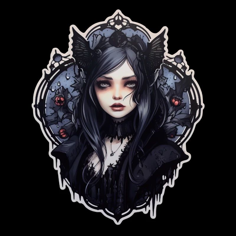 Goth Girl Gothic Red Vampire Mystical Bat