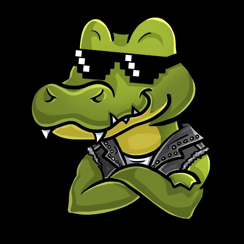 Cool crocodile with sunglasses and leather jacket