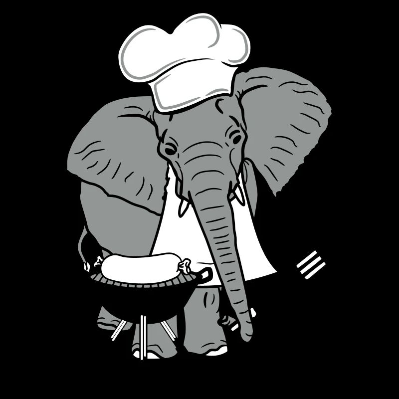 Cook, bbq, grill, bbq, hat, elephant, cute, cute,