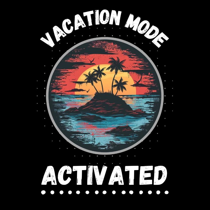 Summer motif Vacation Mode activated with palm trees