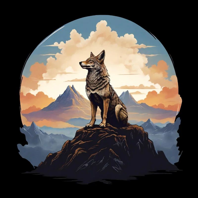 Wächter der Dämmerung: Sitzender Wolf