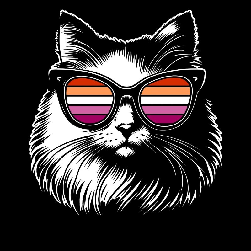 Stylische Katze mit Brille und lesbischen Farben