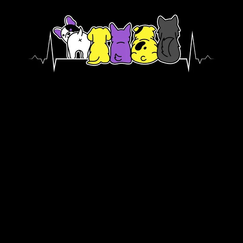 Nonbinary Pride Cute Cat Heartbeat LGBTQ+