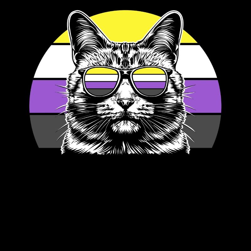 Nonbinary Pride Katze Sonnenbrille Retro