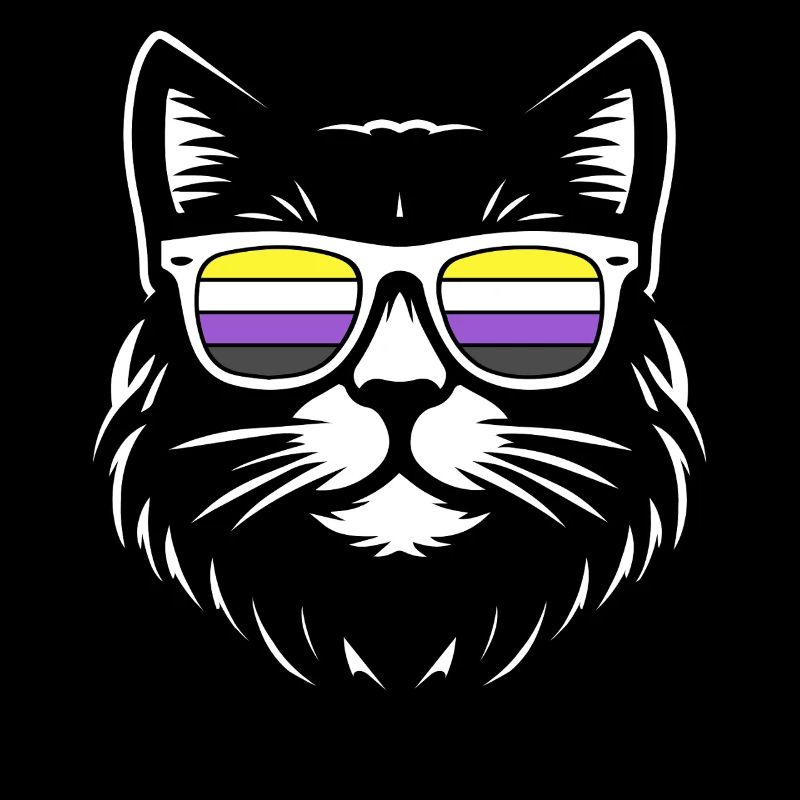Chat Minimaliste Non-Binary Pride Enby