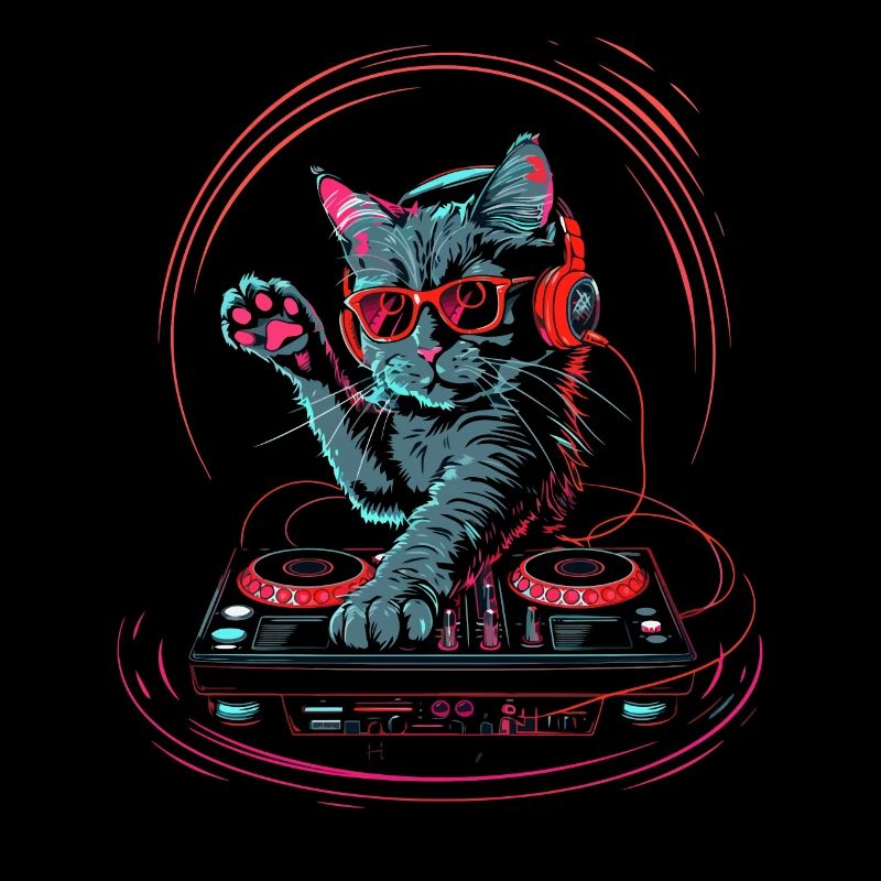 DJ Katze mit Kopfhörer und Sonnenbrille | DJ Cat