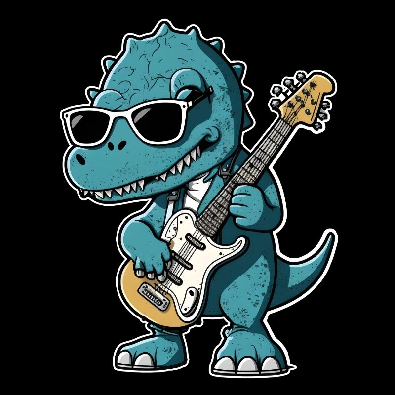 Kawaii Dino mit E-Gitarre