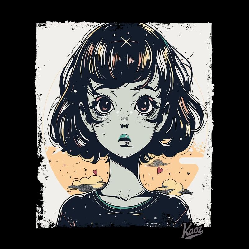 Das Cartoon Mädchen mit Visionen