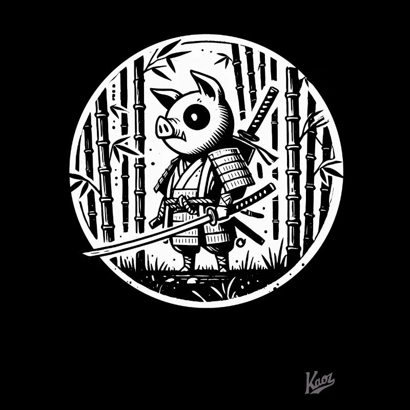 Im Bambus-Wald, ein Samurai-Schwein