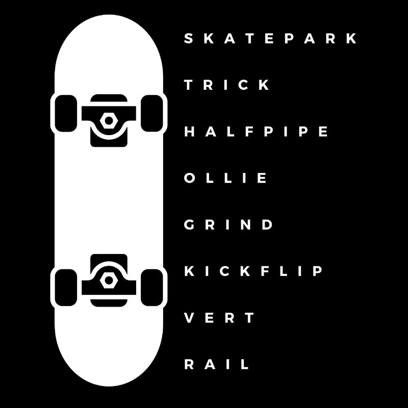 Skateboard Halfpipe Ollie Grind Kickflip
