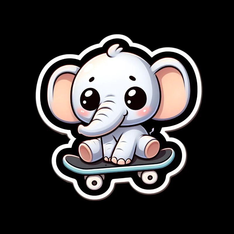 Mignon bébé éléphant avec planche à roulettes Maman éléphant