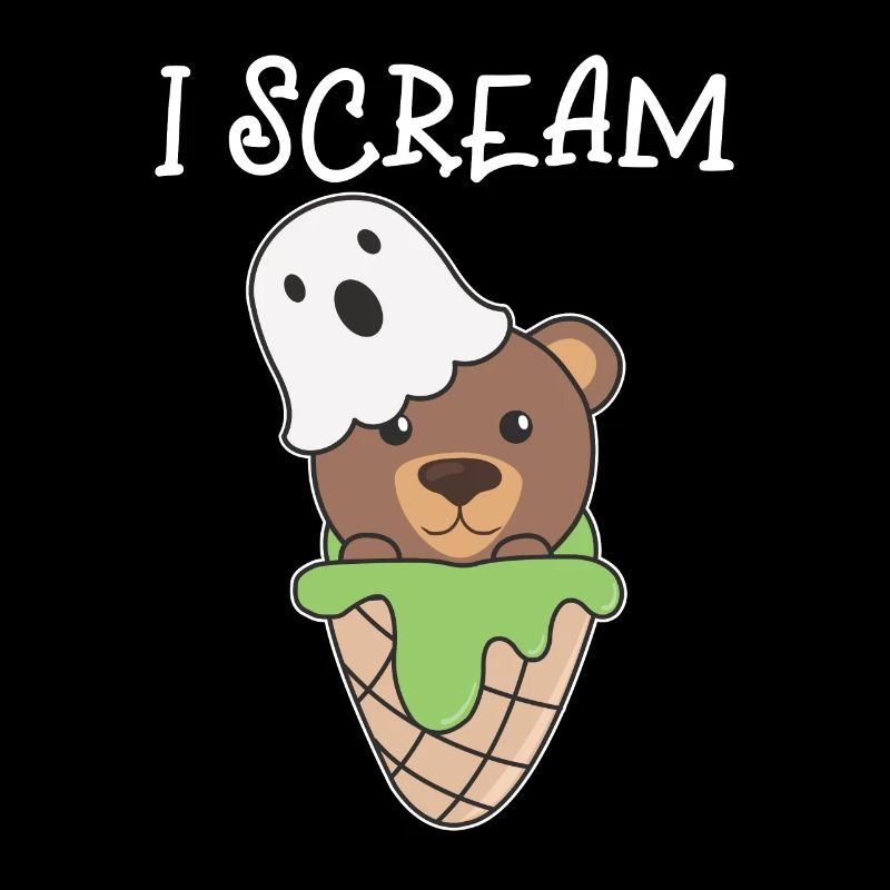 Bär Halloween Geist I Scream Eis Wortspiel