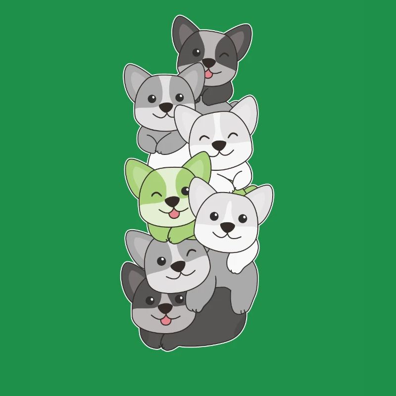 Agender Flag Pride LGBTQ Cute Corgi Stack