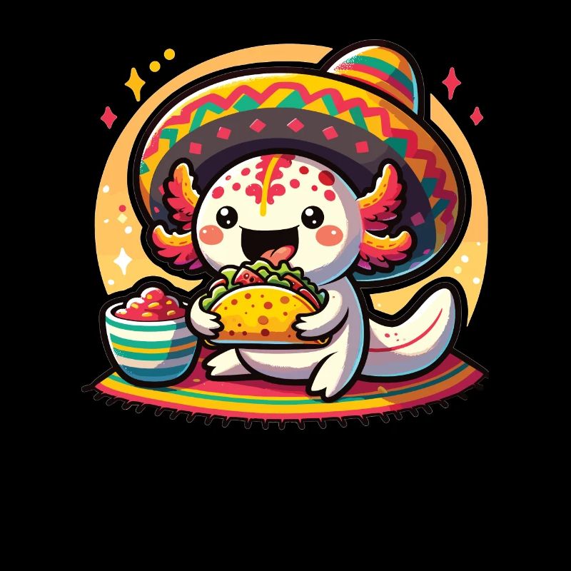 Tacolotl Funny Mexican Axolotl Eats Taco