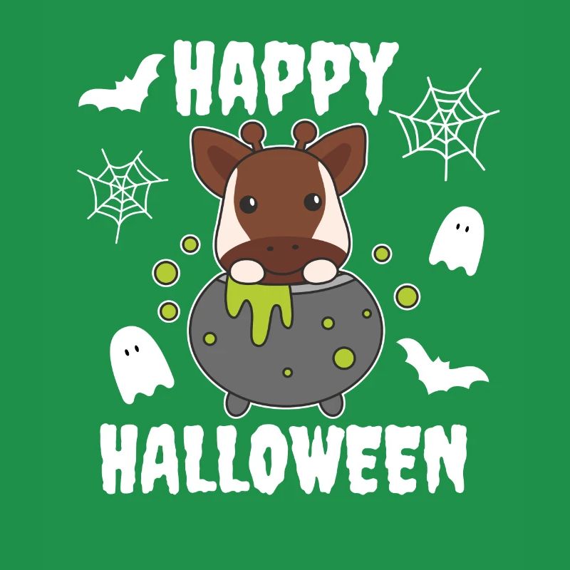 Okapi Joyeux Halloween Chaudron de sorcière Chauve-souris