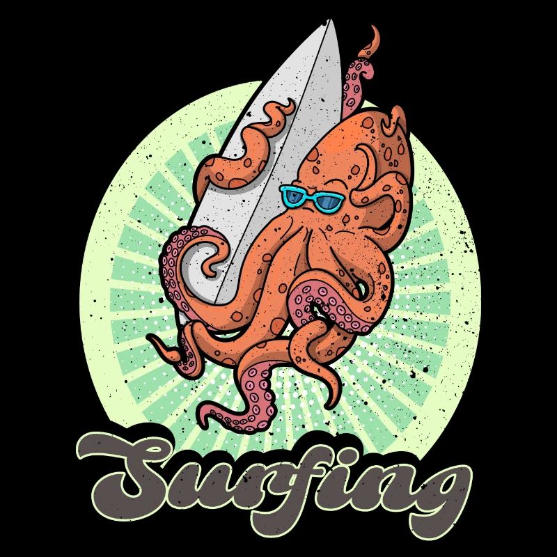 surfboard octopus surfing ocean summer vacation