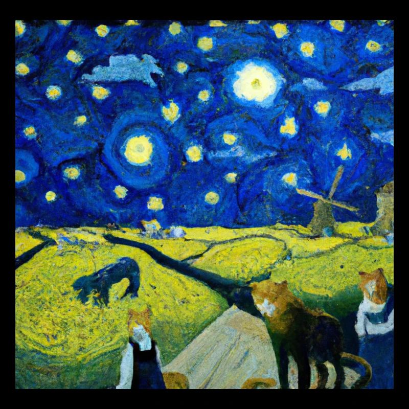 Katzen in der "starry night"