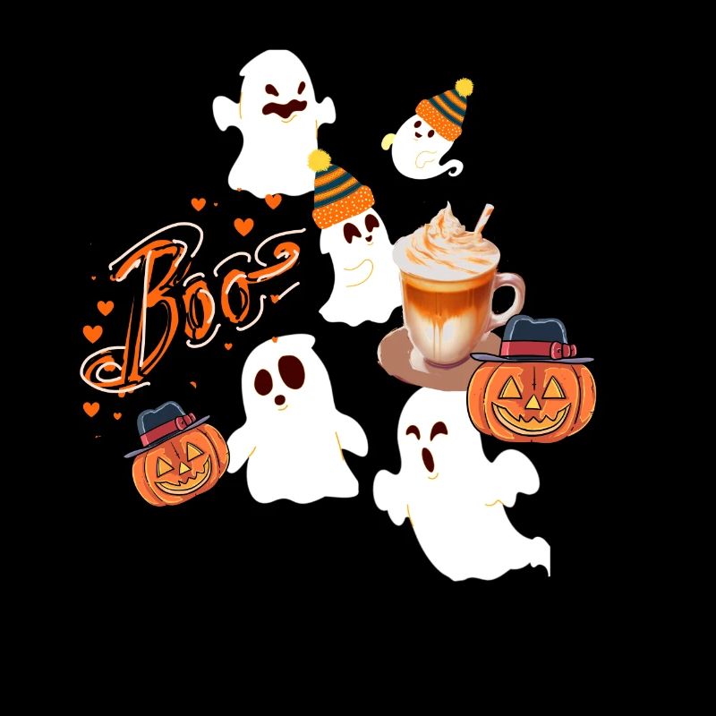 Halloween, pumpkin, ghosts, pumpkin latte, illu