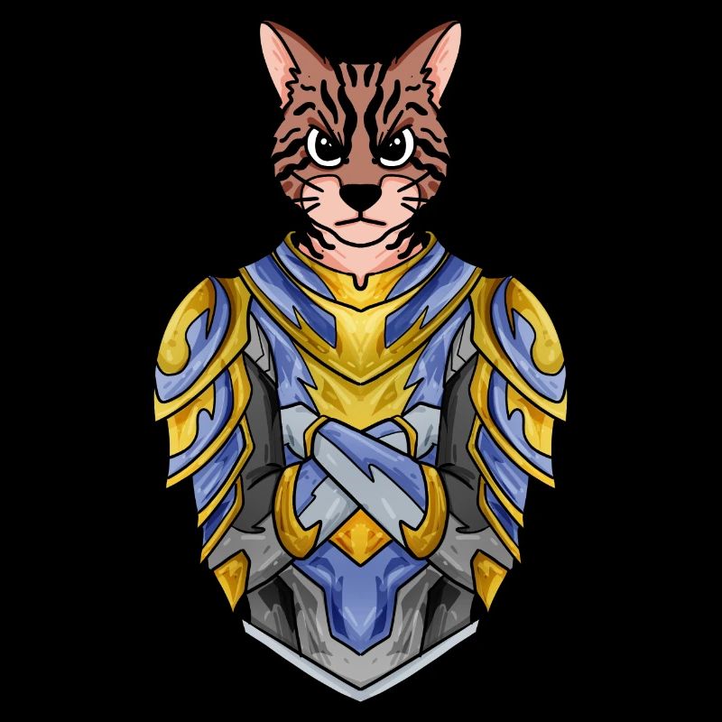 Chevalier Chat Chat Race Bengale Chat avec Armure