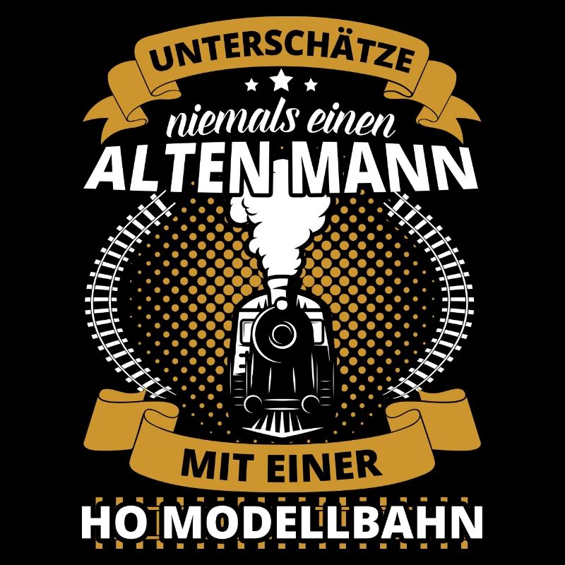 Alter Mann mit HO Modelbahn Eisenbahn Lokomotive