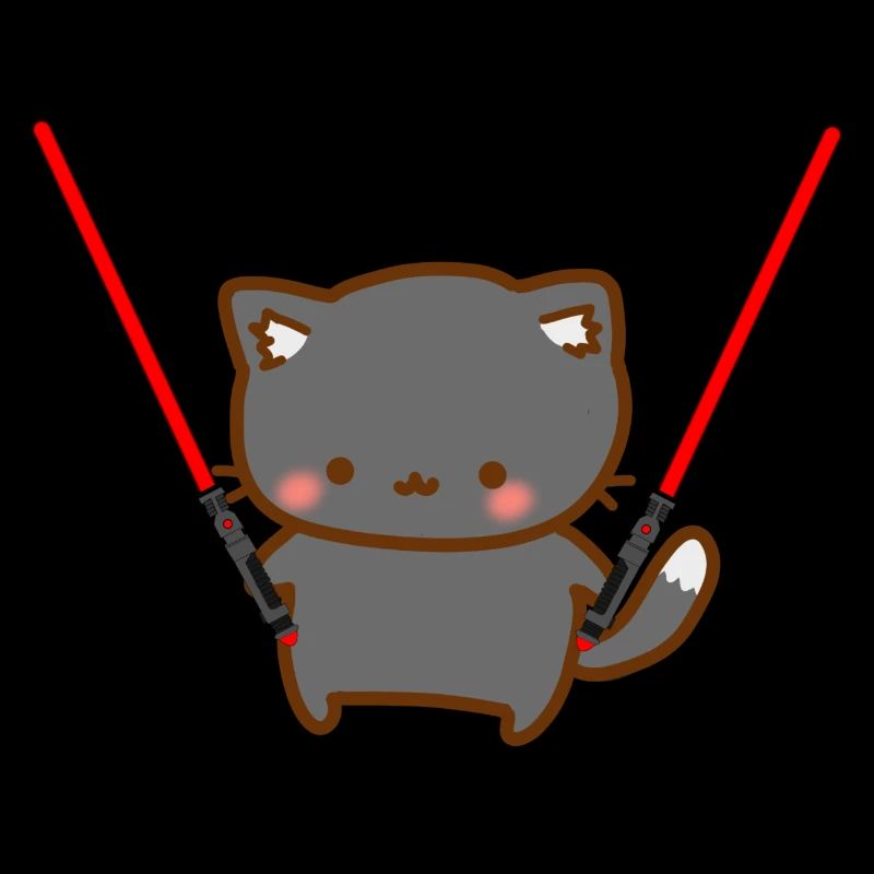 Cute cat with 2 red lightsabers