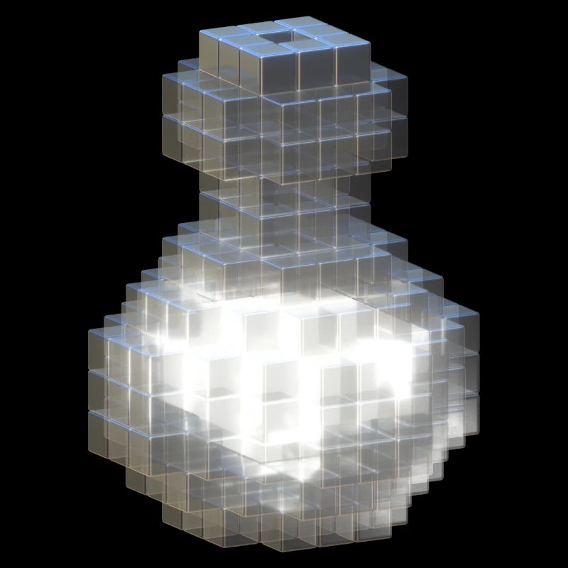 Flacon en cristal blanc avec potion blanche fluorescente