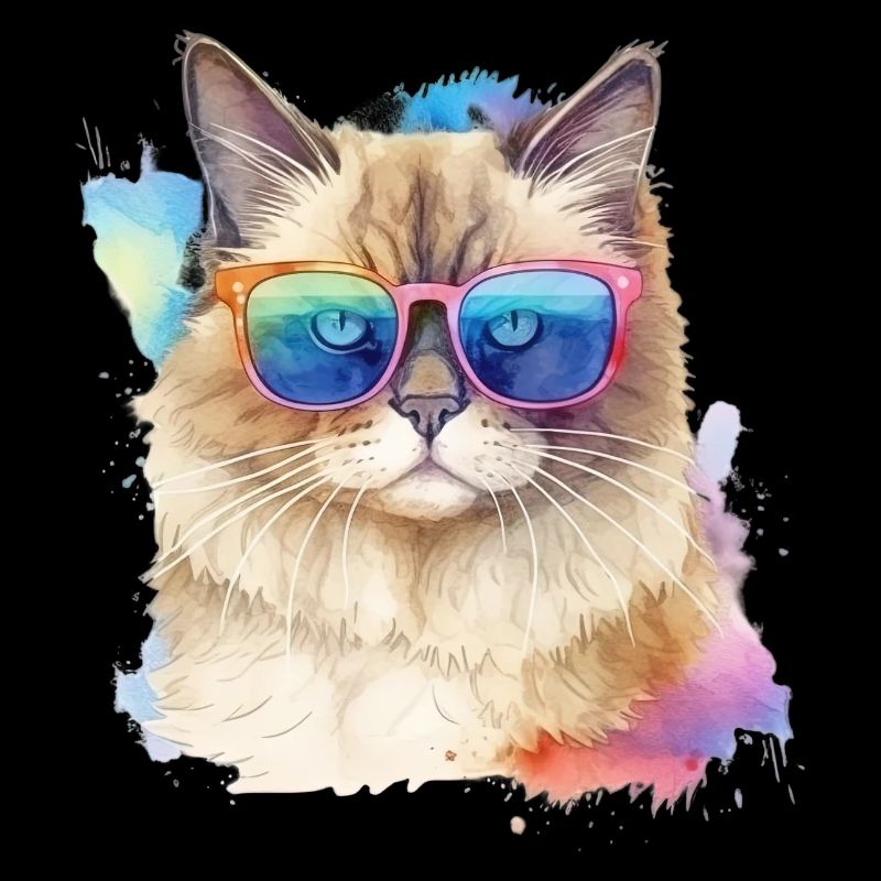 Coole bunte Ragdoll-Katze mit Sonnenbrille Katze